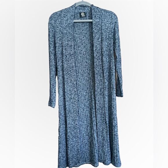 Bobeau Marled Blue Maxi Ribbed Cardigan Medium - Picture 1 of 5